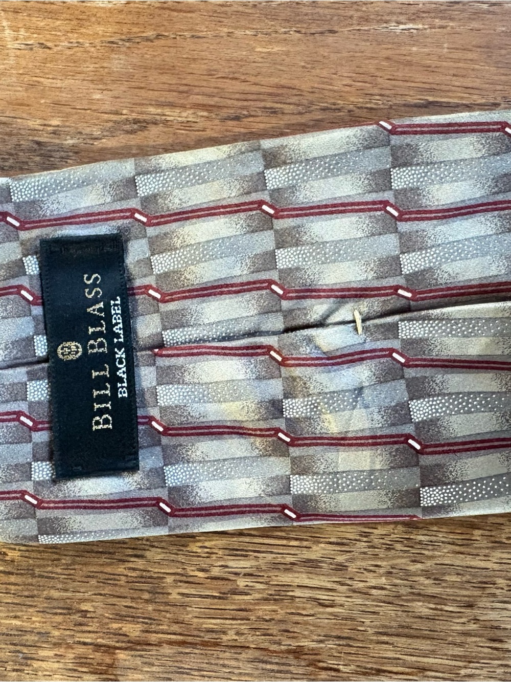 Bill Blass Men's Gold & Burgundy Silk Patterned Tie